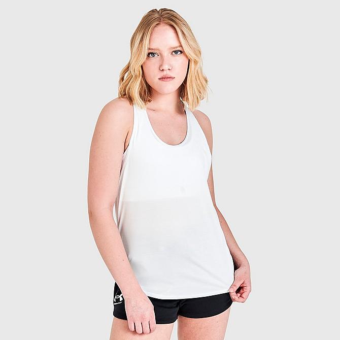 Back Left view of Women's Under Armour Tech Vent Tank in White Click to zoom