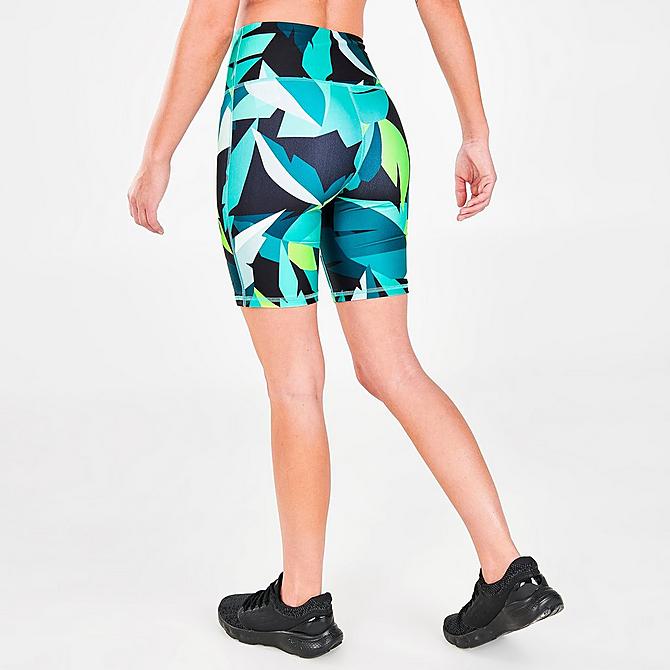Back Right view of Women's Under Armour HeatGear Bike Shorts in Neptune Click to zoom