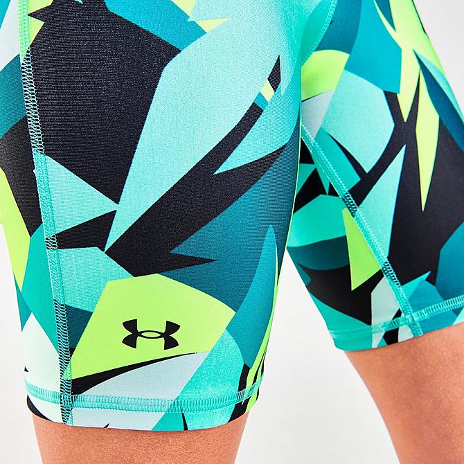 On Model 5 view of Women's Under Armour HeatGear Bike Shorts in Neptune Click to zoom