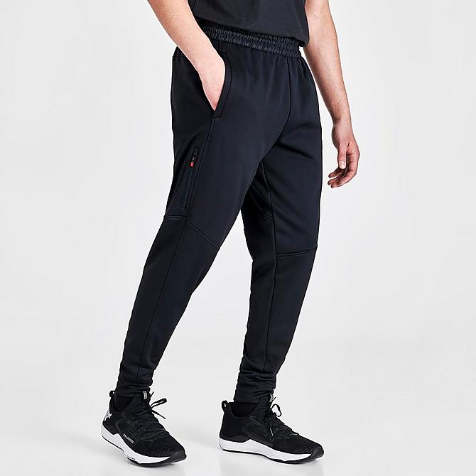 Back Left view of Men's Under Armour Armour Fleece Jogger Pants in Black Click to zoom