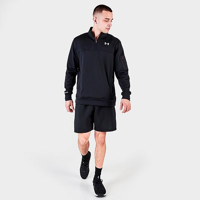 Front Three Quarter view of Men's Under Armour AF Quarter-Zip Jacket in Black Click to zoom