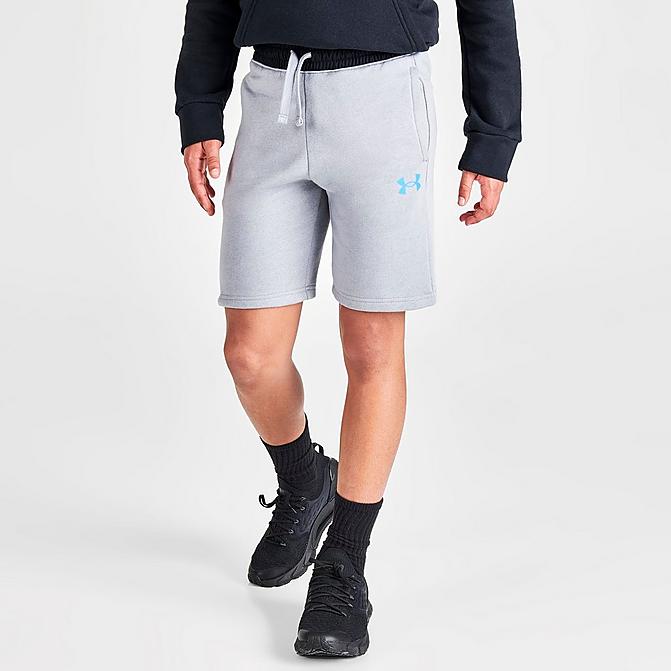 Front view of Boys' Under Armour Rival Fleece Shorts in Grey Click to zoom