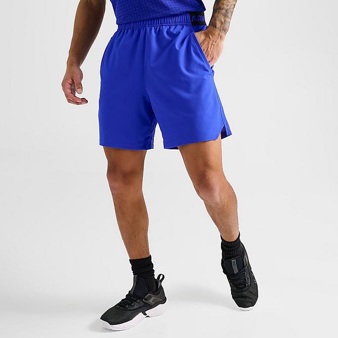 Back Left view of Men's Under Armour Vanish 6" Woven Shorts in Team Royal/White Click to zoom