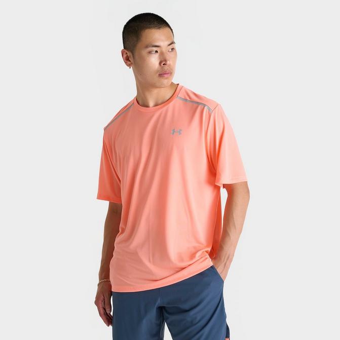 [angle] view of Men's Under Armour Tech Reflective Training T-Shirt in Flare Orange Click to zoom
