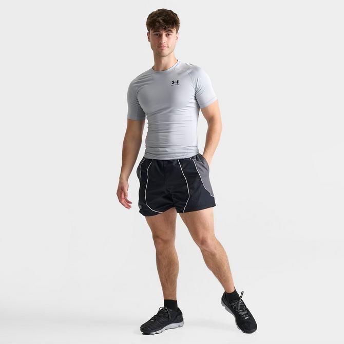 [angle] view of Men's Under Armour UA Icon Colorblock Volley Shorts in Black/Black/White Click to zoom