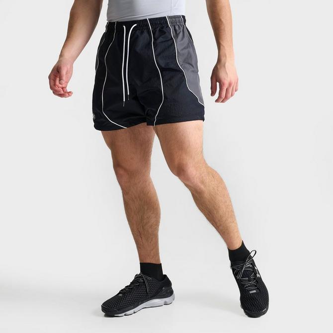 [angle] view of Men's Under Armour UA Icon Colorblock Volley Shorts in Black/Black/White Click to zoom