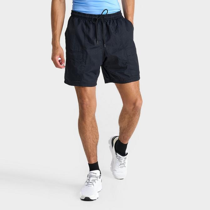 [angle] view of Men's Under Armour UA Icon Volley Cargo Shorts in Black/Castlerock/White Click to zoom