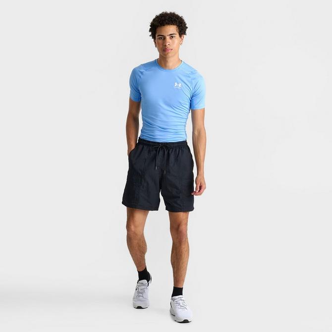 [angle] view of Men's Under Armour UA Icon Volley Cargo Shorts in Black/Castlerock/White Click to zoom