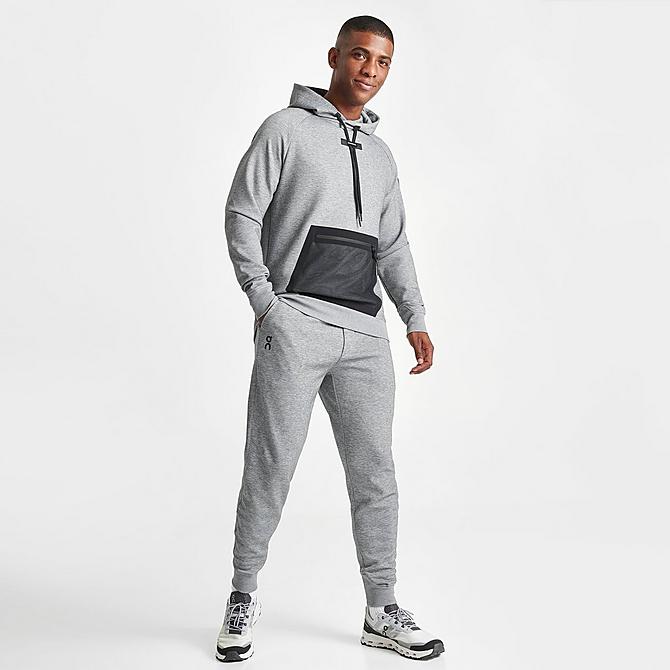 Front Three Quarter view of Men's On Jogger Sweatpants in Grey/Black Click to zoom