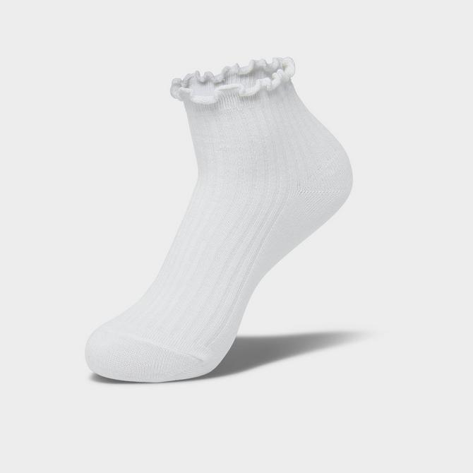 Front view of Women's Sof Sole Ruffle Ankle Socks (3-Pack) in White Click to zoom