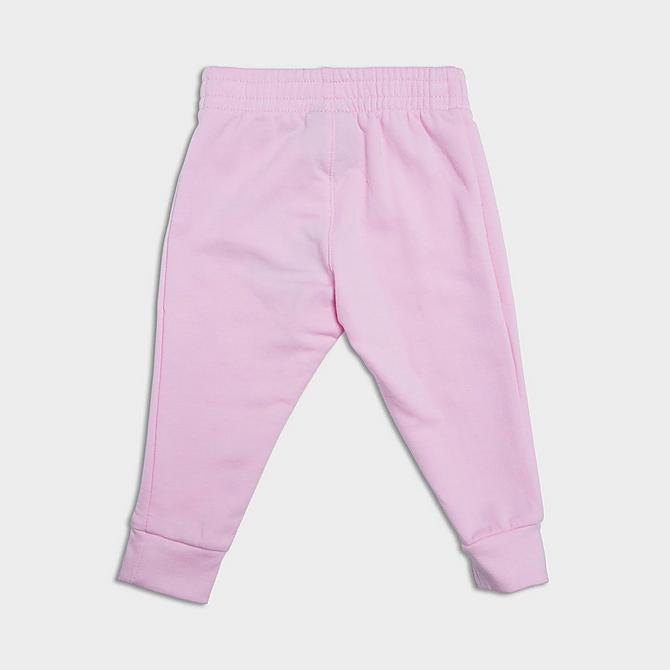 [angle] view of Girls' Infant Jordan Jumpman Essentials Fleece Hoodie and Jogger Pants Set in Pink Foam Click to zoom