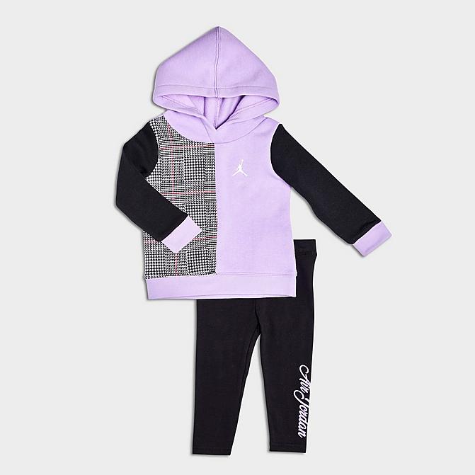 Right view of Girls' Infant Jordan Girl Boss Hoodie and Leggings Set (12M - 24M) in Black/Plum Fog/White/Gym Red Click to zoom