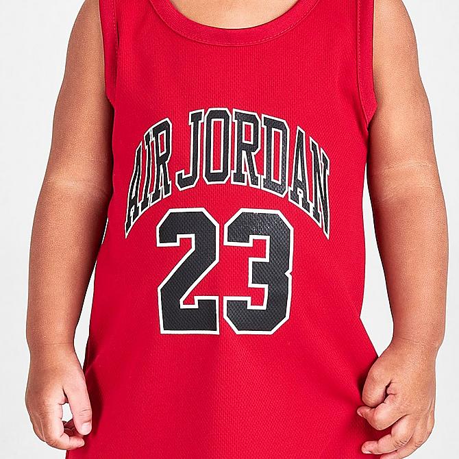 [angle] view of Girls' Infant Air Jordan 23 Jersey Dress in Gym Red/Black Click to zoom