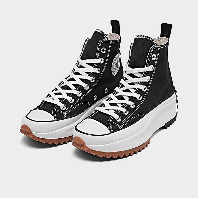 Three Quarter view of Women's Converse Run Star Hike High Top Platform Sneaker Boots in Black/White/Gum Click to zoom