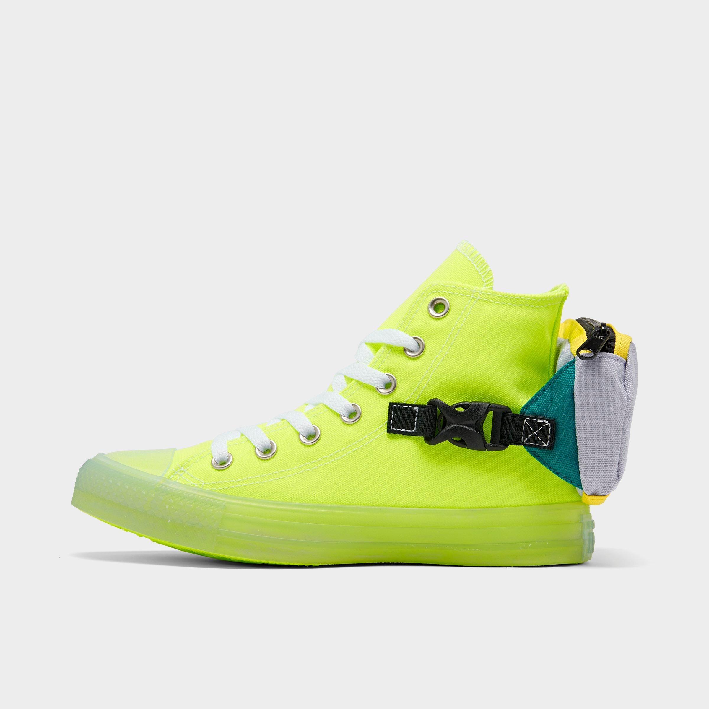 neon green high top converse