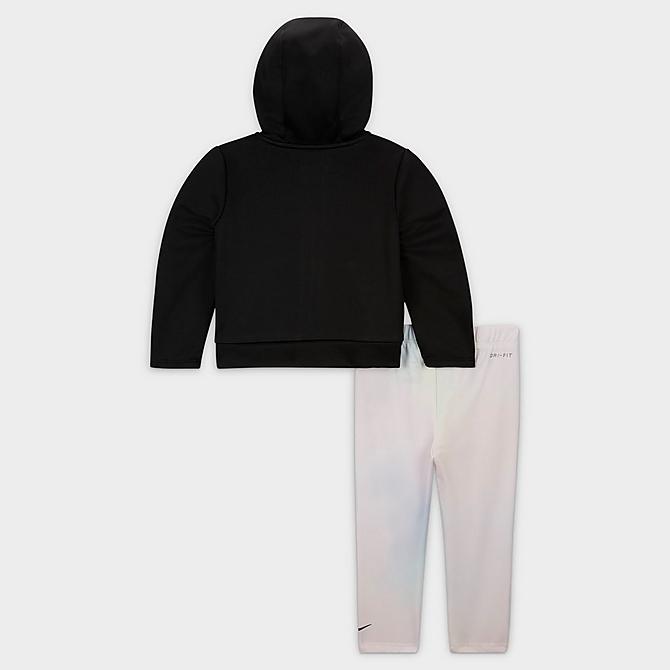 [angle] view of Girls' Infant Nike Aura Therma Full-Zip Hoodie and Leggings Set in Black/Light Lemon Twist Click to zoom