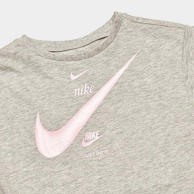 [angle] view of Girls' Infant Nike Repeat T-Shirt and Bike Shorts Set in Arctic Punch/Grey Heather Click to zoom
