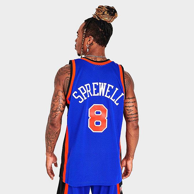 Finish Line Men Clothing Tops Tank Tops Mens Mitchell & Ness New York Knicks NBA Sprewell Swingman Jersey in Blue/Blue Size Medium 100% Polyester/Jersey 