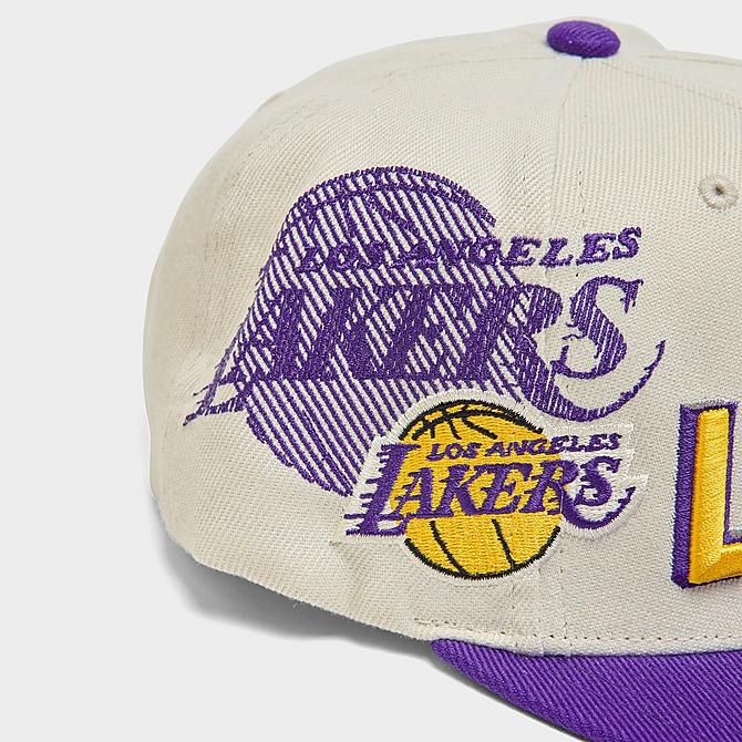 Bottom view of Mitchell & Ness NBA Los Angeles Lakers Draft Day 96 Snapback Hat in Cream Click to zoom