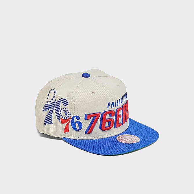 Right view of Mitchell & Ness NBA Philadelphia 76ers Draft Day 96 Snapback Hat in Cream Click to zoom