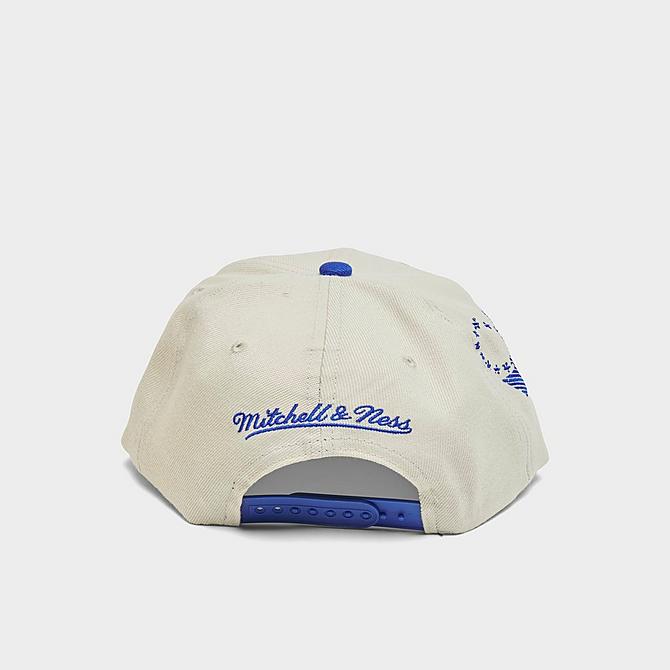 Left view of Mitchell & Ness NBA Philadelphia 76ers Draft Day 96 Snapback Hat in Cream Click to zoom