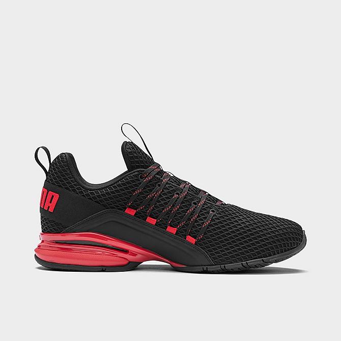 Three Quarter view of Men's Puma Axelion Block Training Shoes in Puma Black/High Risk Red Click to zoom