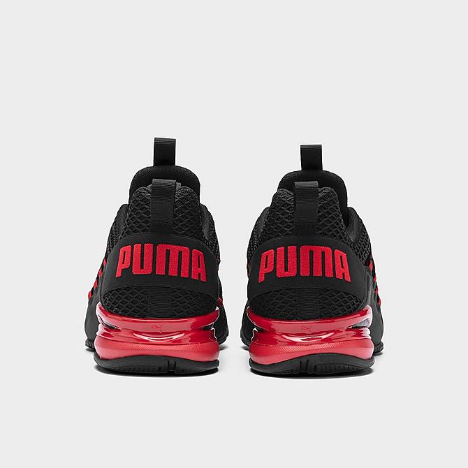 Left view of Men's Puma Axelion Block Training Shoes in Puma Black/High Risk Red Click to zoom