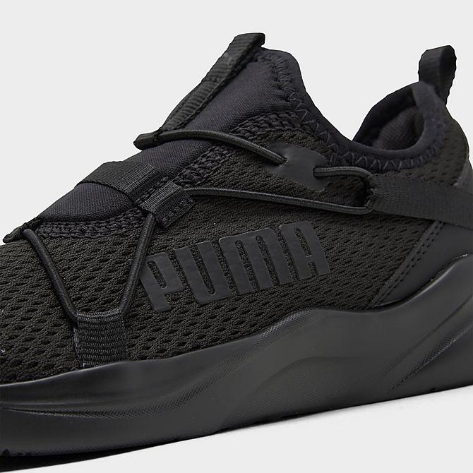 Front view of Boys' Little Kids' Puma Softride Rift Training Shoes in Black Click to zoom
