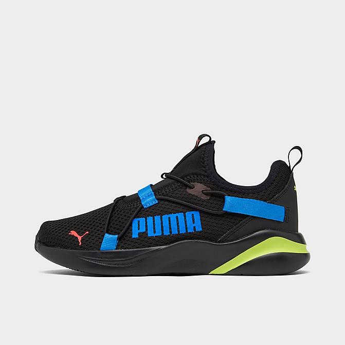 Right view of Boys' Little Kids' Puma Softride Rift Training Shoes in Puma Black/Bluemazing Click to zoom
