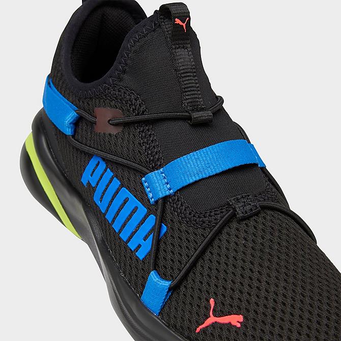 Front view of Boys' Little Kids' Puma Softride Rift Training Shoes in Puma Black/Bluemazing Click to zoom