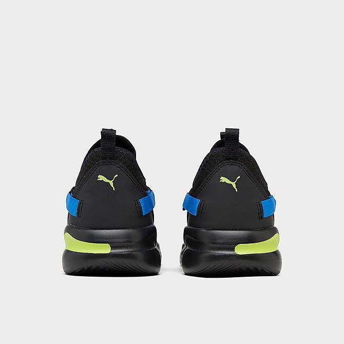 Left view of Boys' Little Kids' Puma Softride Rift Training Shoes in Puma Black/Bluemazing Click to zoom