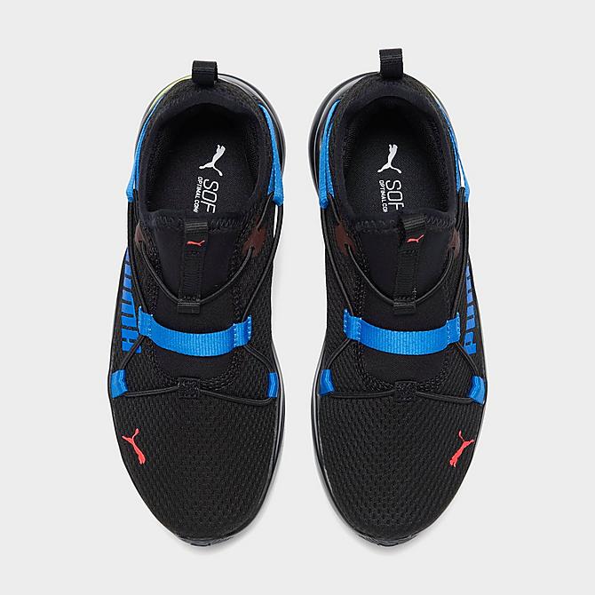 Back view of Boys' Little Kids' Puma Softride Rift Training Shoes in Puma Black/Bluemazing Click to zoom