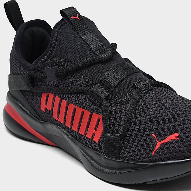 Front view of Boys' Big Kids' Puma Softride Rift Training Shoes in Puma Black-High Risk Red Click to zoom
