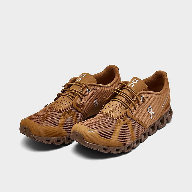 Three Quarter view of Women's On Cloud Monochrome Running Shoes in Pecan Click to zoom