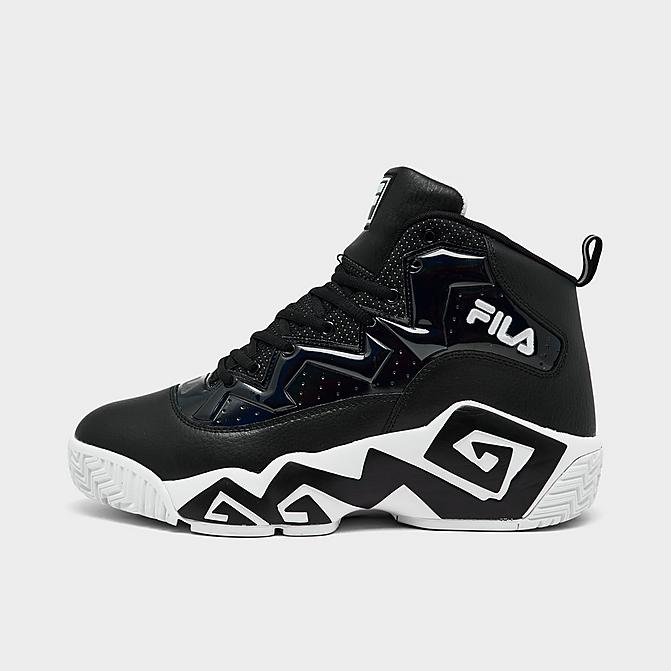 Right view of Men's Fila MB Basketball Shoes in Black/White Click to zoom