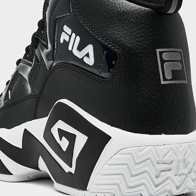 Front view of Men's Fila MB Basketball Shoes in Black/White Click to zoom