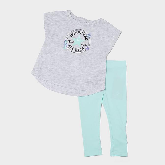 Right view of Girls' Infant Converse Shine Tunic Top and Leggings in Light Dew Click to zoom