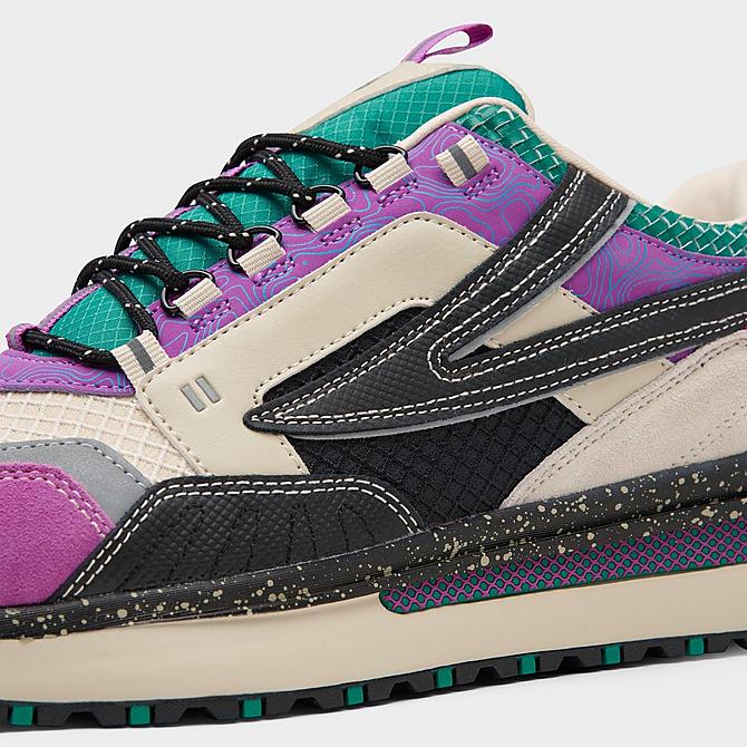 Front view of Men's Fila Renno '90s Casual Shoes in Cream/Black/Purple/Green Lake Click to zoom