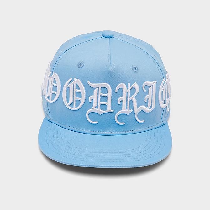 Three Quarter view of Hoodrich OG Script Snapback Hat in Light Blue/White Click to zoom