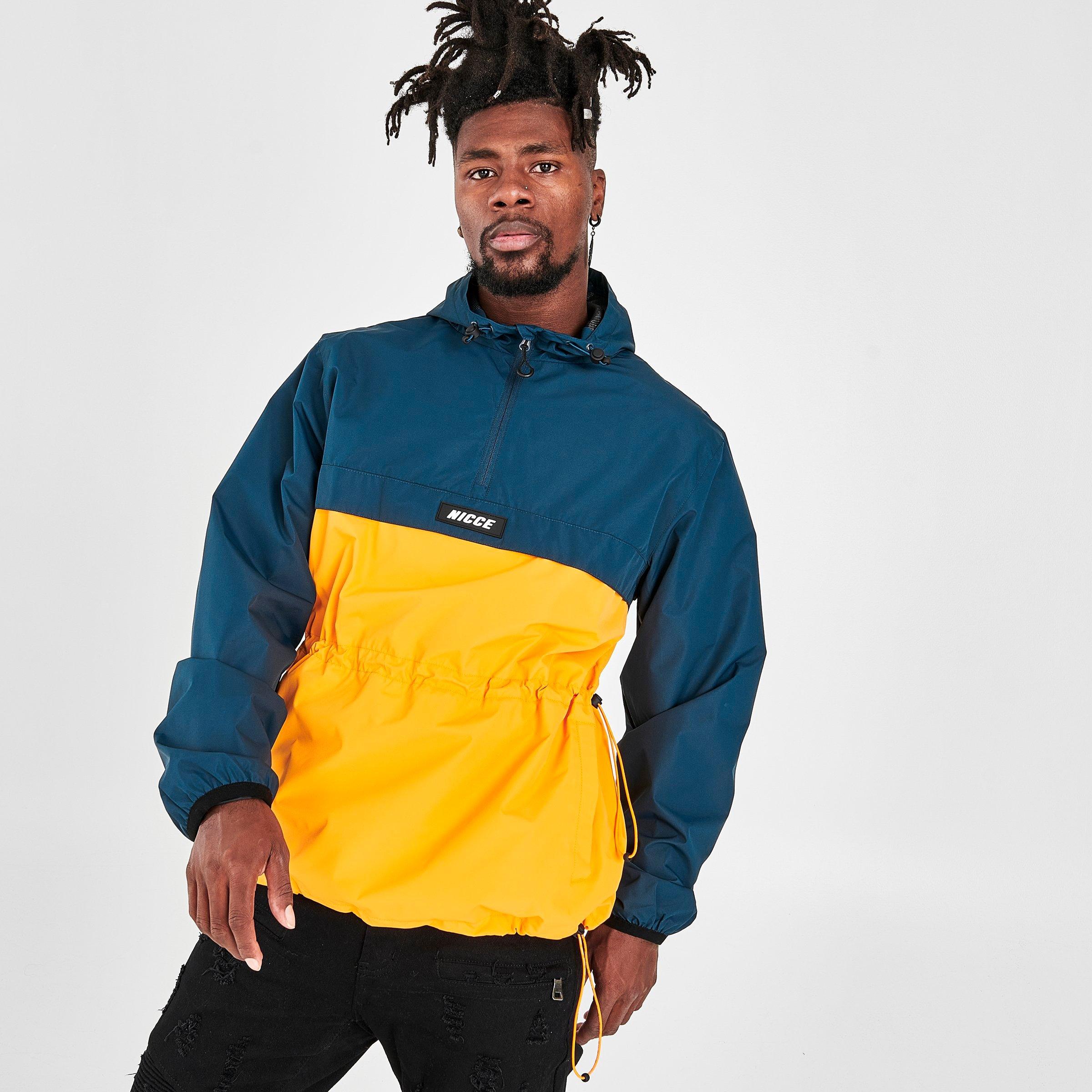 Mens Nicce Motion Windrunner Jacket in Navy Grey Yellow 