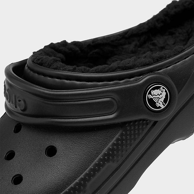 Front view of Little Kids' Crocs Lined Classic Clog Shoes in Black Click to zoom