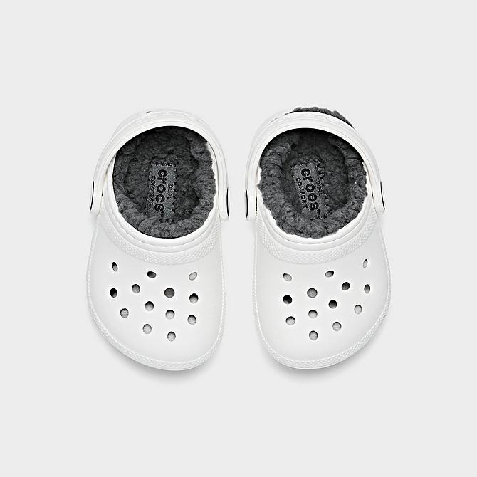 Back view of Kids' Toddler Crocs Classic Lined Clog Shoes in White Click to zoom
