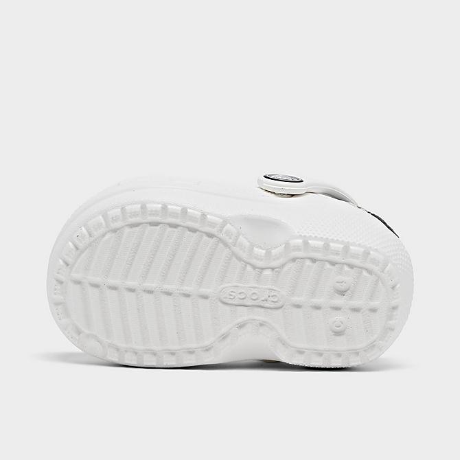 Bottom view of Kids' Toddler Crocs Classic Lined Clog Shoes in White Click to zoom