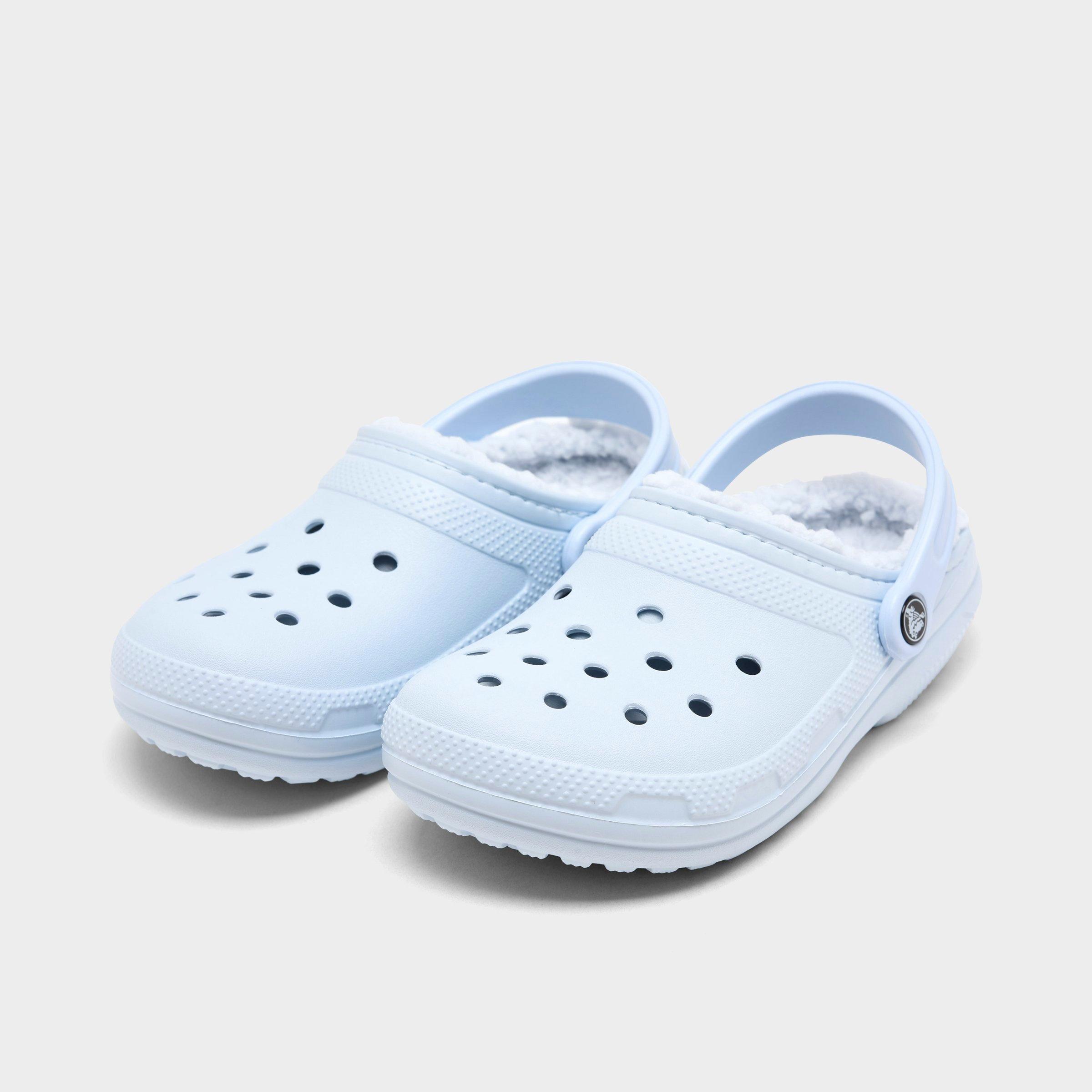 crocs with fur mineral blue