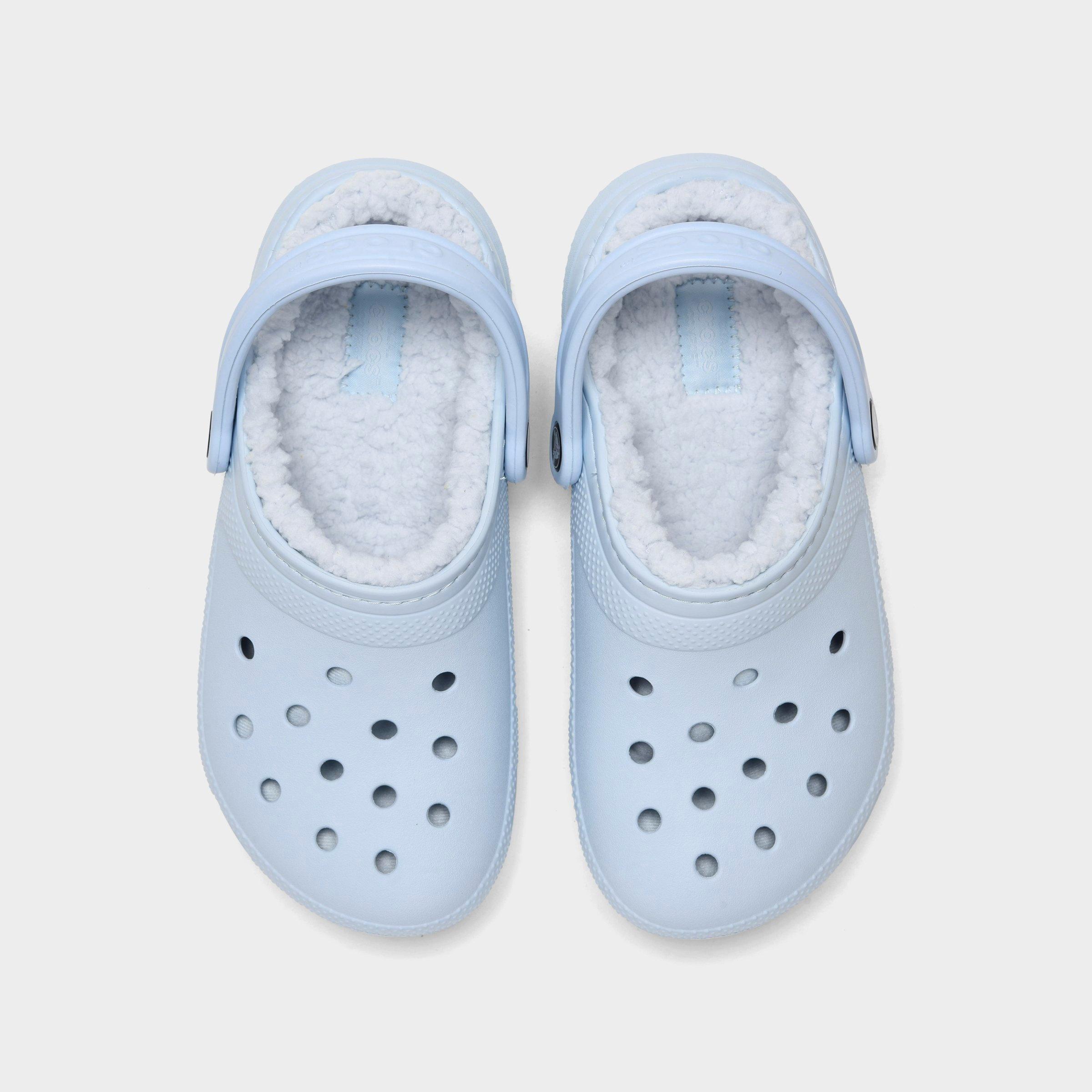 mineral blue fuzzy crocs