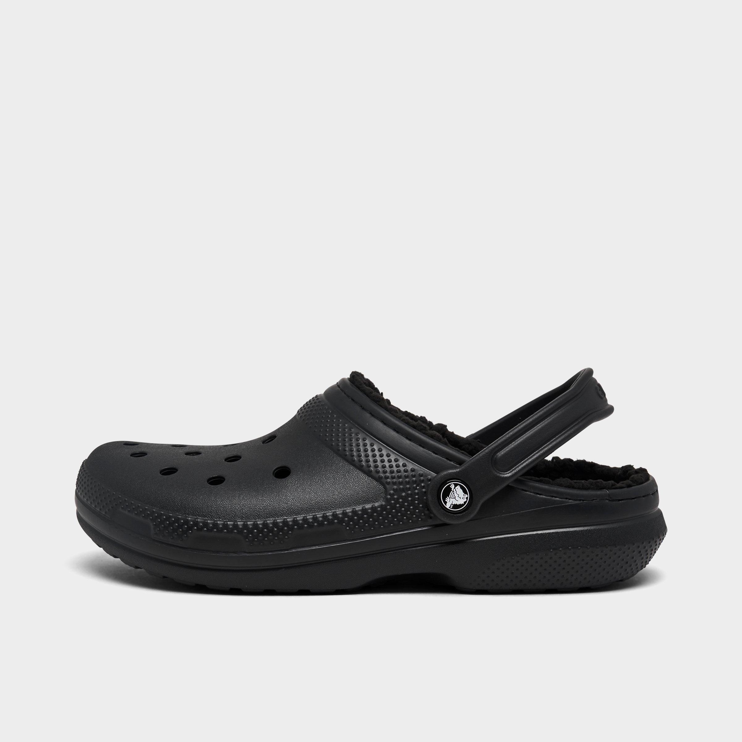 crocs with fur black