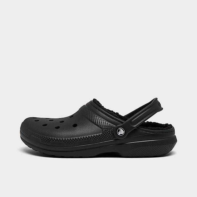 Right view of Crocs Classic Lined Clog Shoes in Black/Black Click to zoom