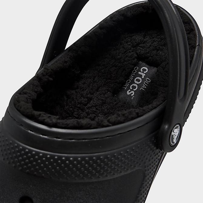 Front view of Crocs Classic Lined Clog Shoes in Black/Black Click to zoom