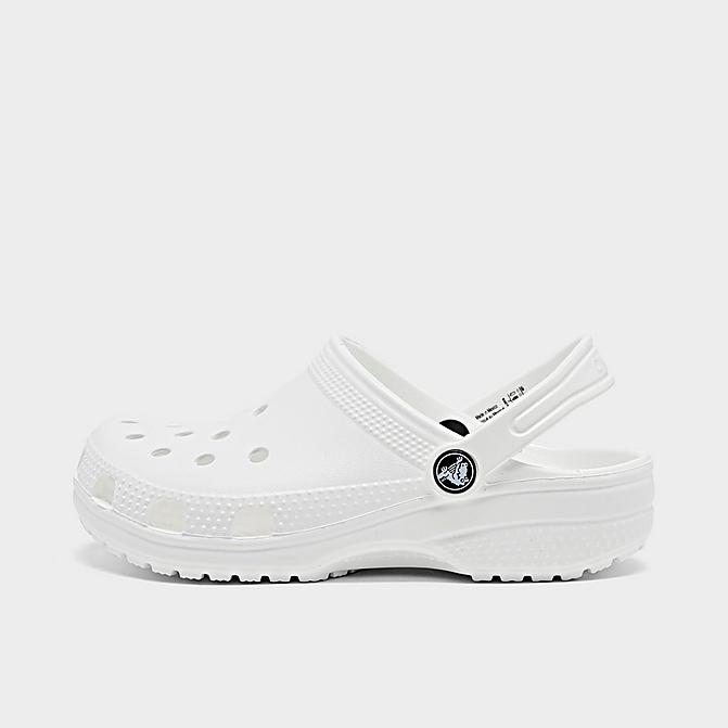 Right view of Little Kids' Crocs Classic Clog Shoes in White Click to zoom