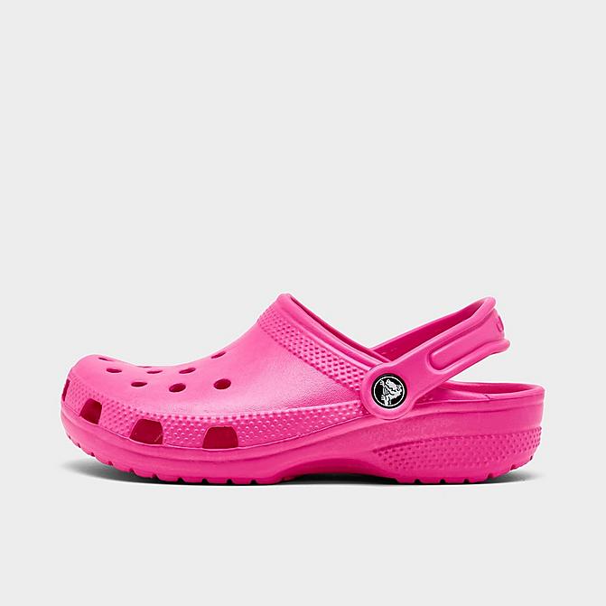 Right view of Little Kids' Crocs Classic Clog Shoes in Electric Pink Click to zoom